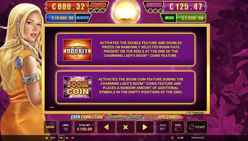 Cash Connection - Charming Lady's Boom Coins - sticky Boom Coin with multiplier